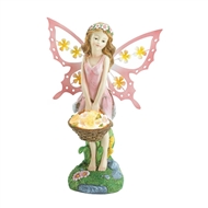 Pink Fairy Garden Decor Solar Statue