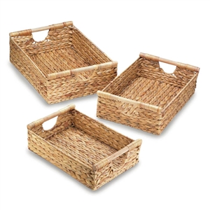 Hyacinth Rectangular Nesting Baskets w/Handles Set of 3