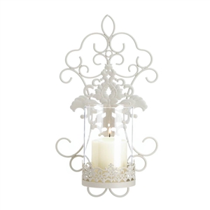 Romantic Lace Ivory Pillar Candle Wall Sconce