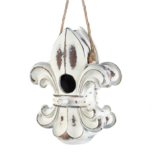 Fleur De Lis White Wood Birdhouse