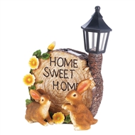 Home Sweet Home Bunnies Solar Lightup Statue