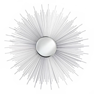 Silver Rays Spikes Round Iron Wall Mirror