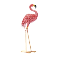 Bright Facing Forward Metal Pink Flamingo Statue