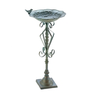 Speckled Green Cast Iron Bird Bath