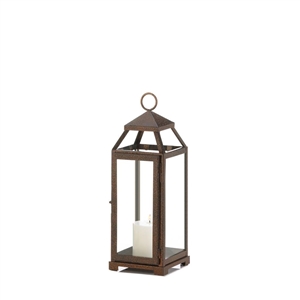 Medium Copper Metal Pillar Candle Lantern