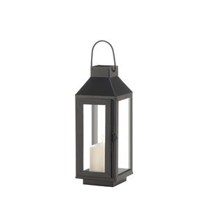 Small Square Top Metal Black Candle Lantern