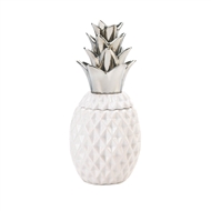 Silver Topped White Pineapple Jar Decor