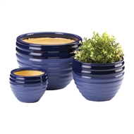 Duo Blue Ceramic 3PC Planter Pot Set