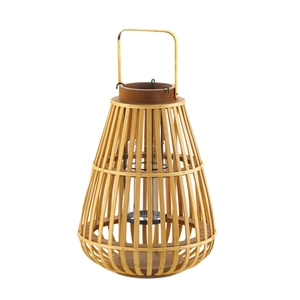 Large Slat Wood Candle Lantern