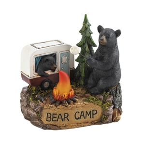 Camping Bear Family Light-Up Figurine