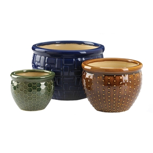 Designer Trio Ceramic 3PC Planter Pot Set
