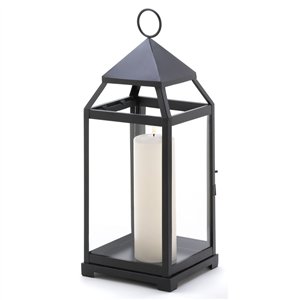 Large Black Contemporary Metal Candle Lantern