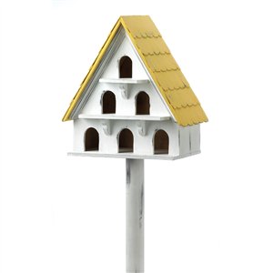 Cape Cod White Wood Birdhouse Condo