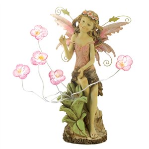 Fairy in Peonies Solar Statue