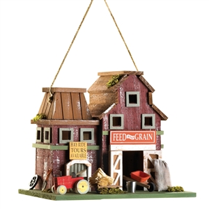 Feed And Grain Farmstead Wood Birdhouse