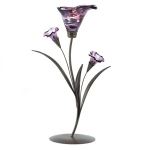 Purple Bloom Metal Tealight Candle Holder Tree