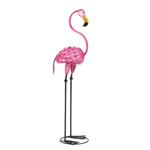 Tropical Tango Metal Pink Flamingo Statue