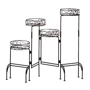 Foldable Black Four Tier Plant Stand Screen