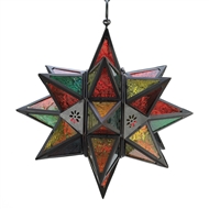 Moroccan Style Glass Star Candle Lantern