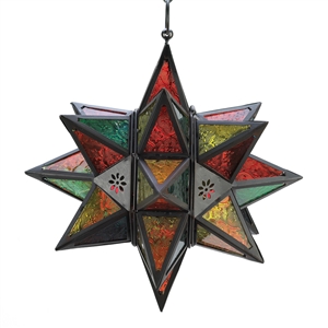 Moroccan Style Glass Star Candle Lantern