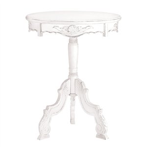 Romantic Rococo White Wood Accent Table