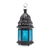 Blue Glass Black Metal Moroccan Style Candle Lantern