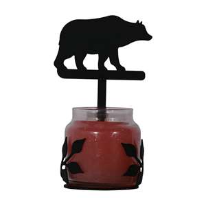 Bear Large Black Metal Candle Jar Sconce