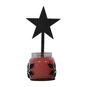 Star Large Black Metal Candle Jar Sconce