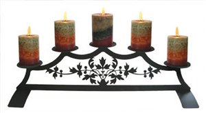 Victorian Fireplace Black Metal Pillar Candle Holder