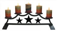 Star Fireplace Black Metal Pillar Candle Holder