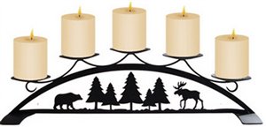 Moose/Bear Tabletop Centerpiece Black Metal Candle Holder