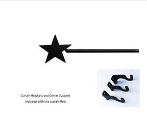 Star Curtain Rod - 36 In. to 60 In. MED (Hardware is INCLUDED)