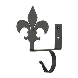 Fleur-de-lis Black Metal Curtain Shelf Brackets 1 Pair