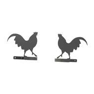 Rooster Black Metal Tie Backs 1 Pair