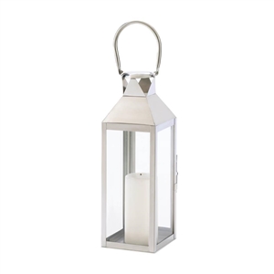 Silver Stainless Steel Manhattan Candle Lantern