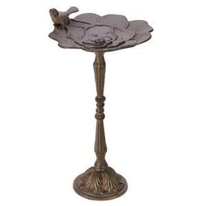 Bird & Flower Petal BrownCast Iron Bird Bath