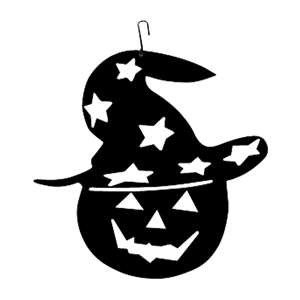Pumpkin-Hat Black Metal Hanging Silhouette