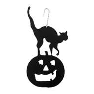 Cat/Pumpkin Black Metal Hanging Silhouette