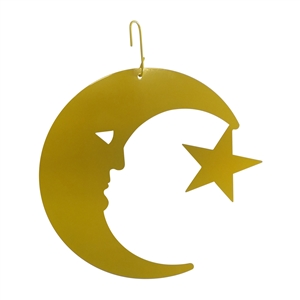 Moon and Star Yellow Metal Hanging Silhouette