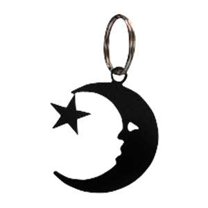 Black Metal Key Ring: Moon & Star
