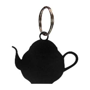 Black Metal Key Ring: Teapot