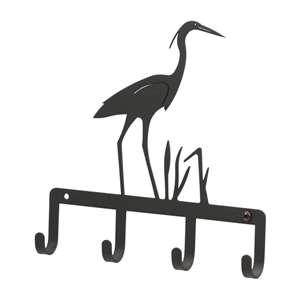 Black Metal Key Ring Holder: Blue Heron