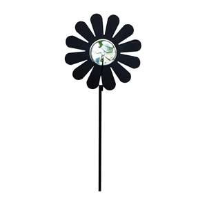 Black Metal Garden Stakes w/ Gazing Marble Ball -Flower