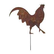 Rooster Rusted Metal Garden Stake