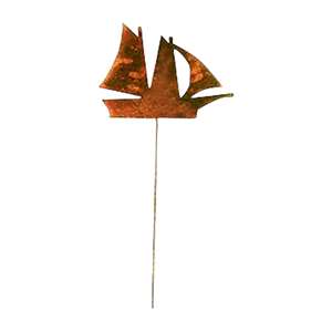 Sail Boat Rusted Metal Garden Stake