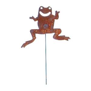 Frog Rusted Metal Garden Stake
