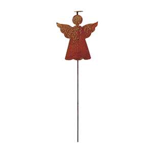 Angel With Halo Rusted Metal Garden Stake
