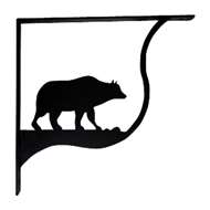 Bear Black Metal Shelf Brackets Medium 1 Pair