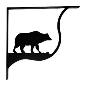 Bear Black Metal Shelf Brackets Medium 1 Pair