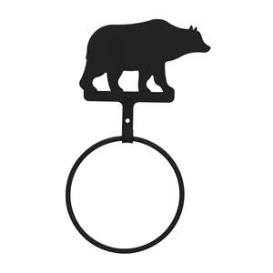 Bear Black Metal Towel Ring